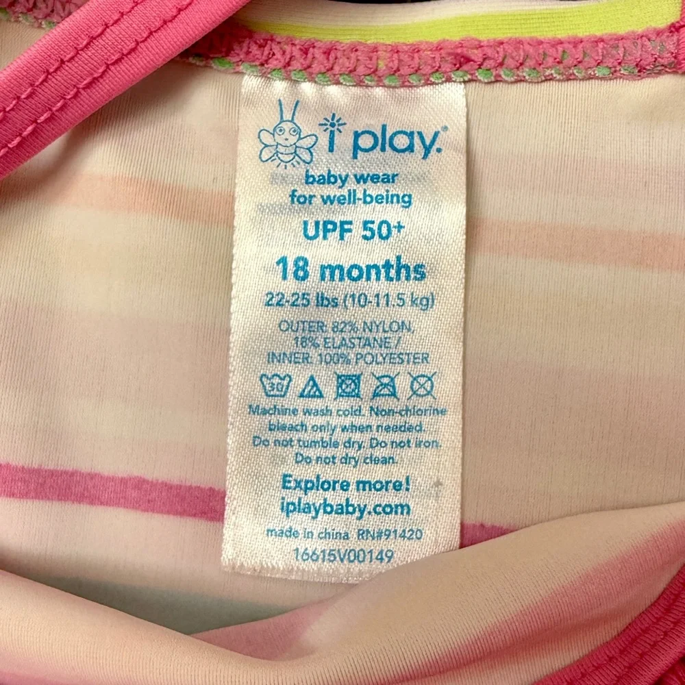 I Play Baby Girl Swimsuit with Built-In Swim Diaper | Size 18M